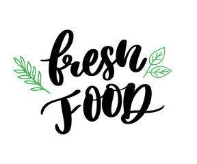 Fresh food lettering calligraphy Rubber Stamp green