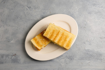 kaya toast with butter, malaysian style flat lay