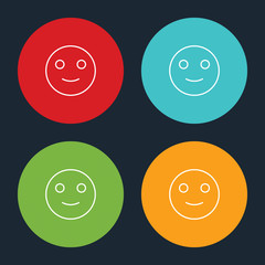Very Useful Emoticon Line Icon On Four Color Round Options.