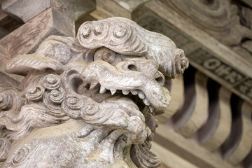 Wooden Dragon in Japanese Temple