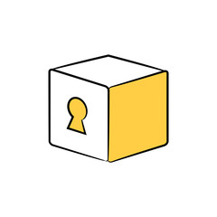 box with keyhole yellow hand drawn
