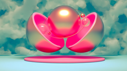 Elegant minimalism geometry background. 3d illustration, 3d rendering.