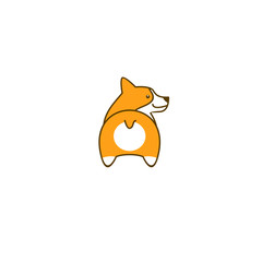 cute corgi dog logo icon design vector illustration