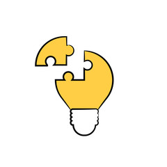 idea light bulb puzzle yellow hand drawn