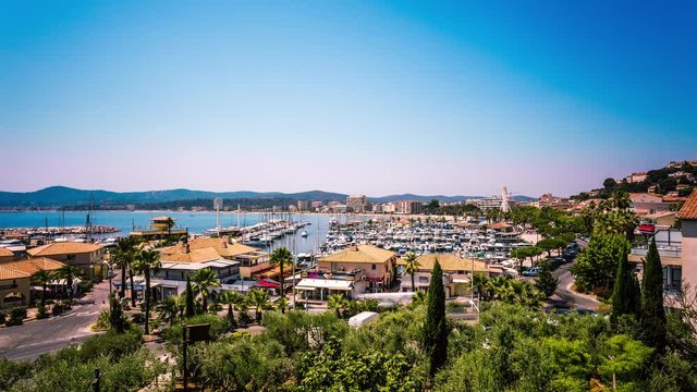 Old port of Hyeres, provence, France time lapse