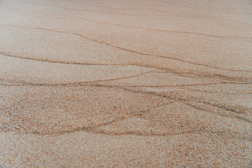 Fototapeta na wymiar Brown sand texture background from fine sand with natural line wave.