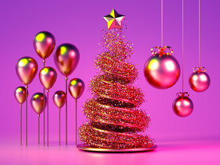 Beautiful luxury New Year Christmas holiday background. 3d illustration, 3d rendering. 3d illustration, 3d rendering.