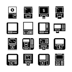 ATM, automatic teller machine, money machine icons