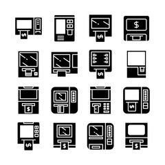 ATM, automatic teller machine, money machine icons