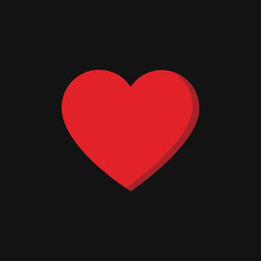 Red heart on blackground icon isolated on white background. Vector illustration. Eps 10.