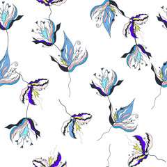 Fototapeta na wymiar Summer light background of flowers. Festive fun texture on a white background. Vector illustration