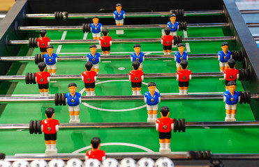 Close-up of table football soccer game