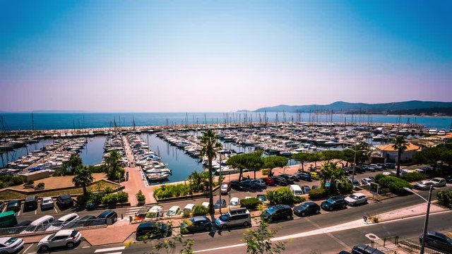 Old port of Hyeres, provence, France time lapse