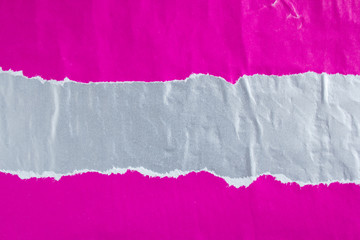 Purple and silver grey crumpled, torn and ripped  gloss paper posters and placards texture...