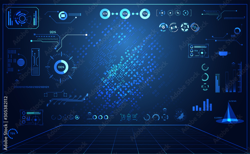 Poster abstract technology ui futuristic concept hud interface hologram elements of digital data chart, com