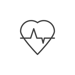 Heart cardiogram line icon. Heartbeat linear style sign for mobile concept and web design. Heart Beat Pulse outline vector icon. Symbol, logo illustration. Vector graphics