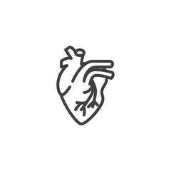 Human heart line icon. linear style sign for mobile concept and web design. Heart with aorta and veins outline vector icon. Symbol, logo illustration. Vector graphics