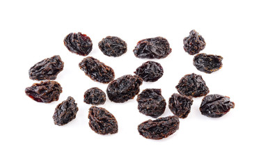 Black raisin isolated on white background