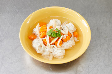 Pork ball soup with vermicelli, Thai cuisine .