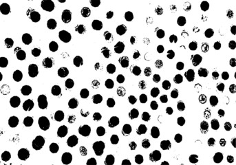 Small uneven spots and particles of debris. Abstract vector texture.  Distressed uneven background. Grunge texture overlay with fine grains isolated on white background. Vector illustration. EPS10.