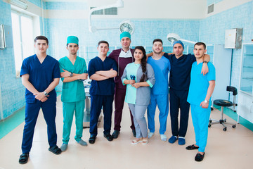 Portrait team professional doctors. The staff of the medical faculty. multinational people -...