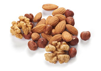 mix of nuts. hazelnuts, walnuts and almonds