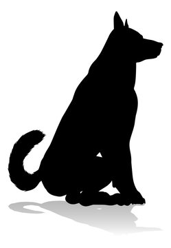 recommend clip art: A detailed animal silhouette of a pet dog