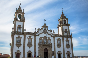 View at the front facade of Church of Mercy, baroque style monument, architectural icon of the city of Viseu, in Portugal