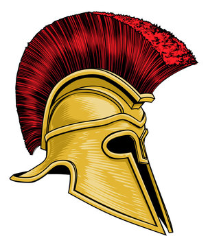An ancient Greek Spartan warrior, Trojan or Roman gladiator helmet
