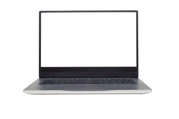 Mock up laptop devices isolated white background. personal computer notebook with empty screen. white,blank copy space for use.