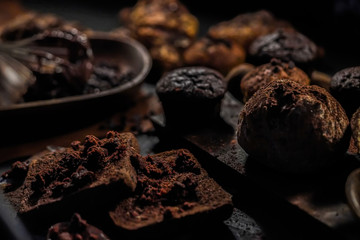 Many types of bakery made from chocolate