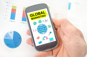 Global marketing concept on a smartphone