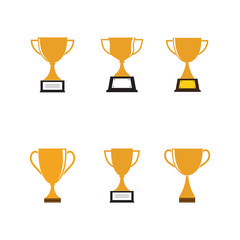 Set of Trophy cup vector icon winner