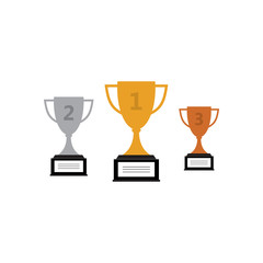 Set of Trophy cup vector icon winner