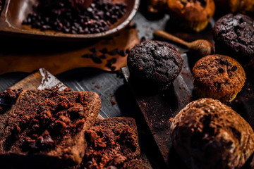 Many types of bakery made from chocolate
