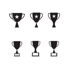 Set of Trophy cup vector icon winner