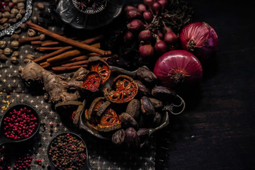 Variety of Asian spices and herbs