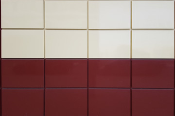 Wall made of painted metal panels.