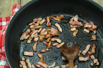 grilled bacon in a pan