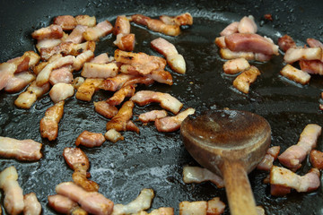 grilled bacon in a pan