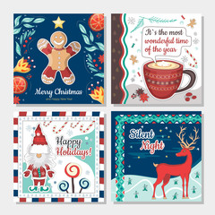 Christmas and Happy New Year concepts with hand drawn decorative elements. Trendy vintage style.