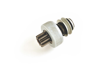 car starter drive, bendix, car starter detail, white background isolate