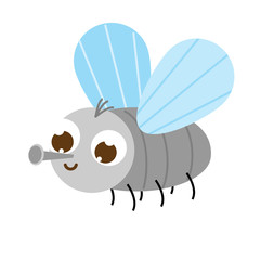 Obraz premium Cartoon fly. Cute insect character. Vector illustration