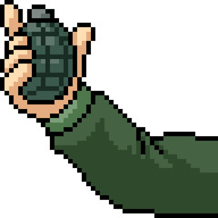 Obraz premium vector pixel art grenade throw