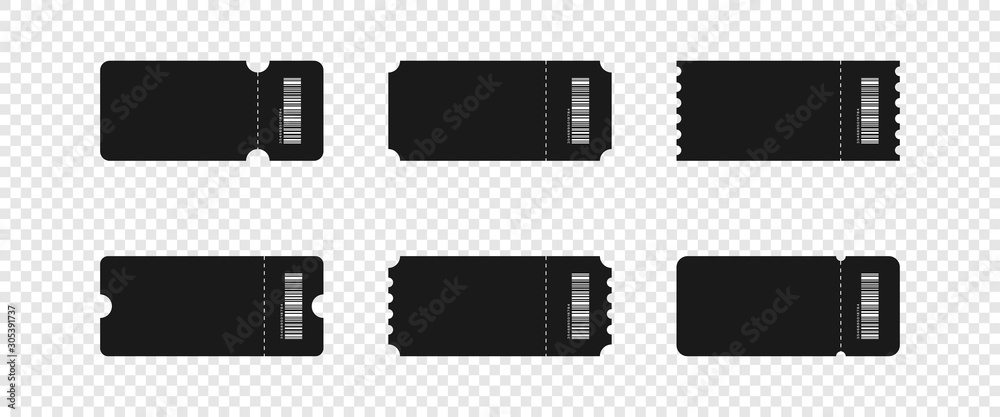 Wall mural ticket or coupon vector icons. collection blank tickets or coupons, isolated on transparent backgrou
