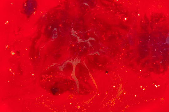 Red abstract background outer space. Blood jelly, red-hot lava