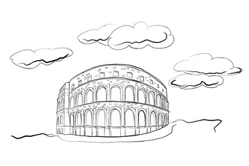 vector sketch of Coliseum in Pula, Croatia.