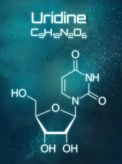 Chemical formula of Uridine on a futuristic background