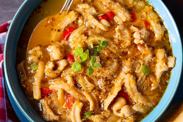 flaczki - fresh and spicy tripe soup with herbs