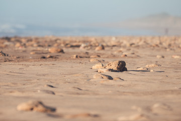 Sandy coast of the Atlantic Ocean and surf waves in Morocco